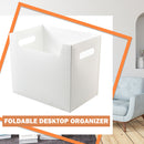 Desktop Collapsible Storage Box Folding Office Organizer for File (White) Newly