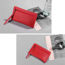 Women Solid Zipper Clutch Wallet Leather Coin Purse Soft Phone Bags (Red)