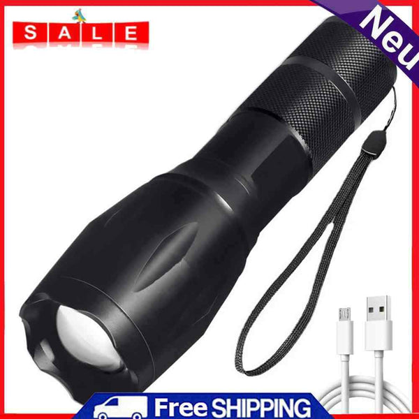 Powerful LED Flashlight 3 Mode Portable Torch USB Rechargeable Waterproof Light