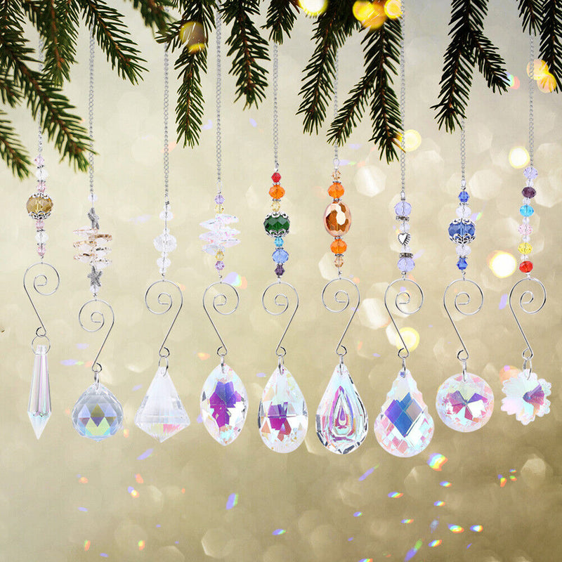 Crystal Ornaments - Clear Crystals Hanging Pendants Charm Ornaments Pack of