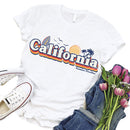 Stripe California Print Letter Tea T-Shirt (White L)