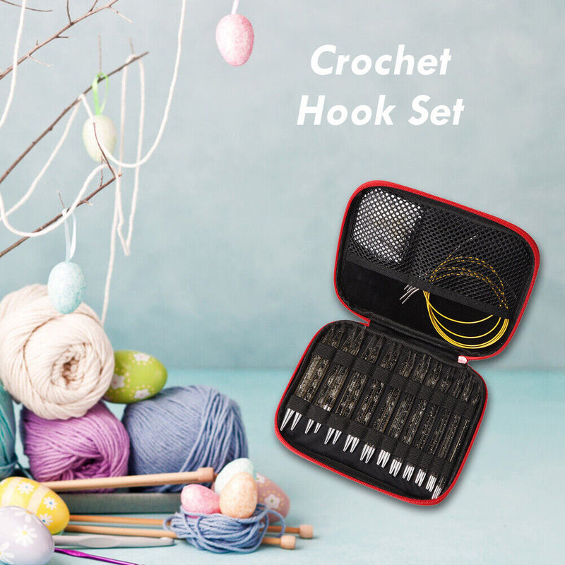 11 Pair Crochet Hook Circular Knitting Needles Set with Case DIY Art Crft Newly