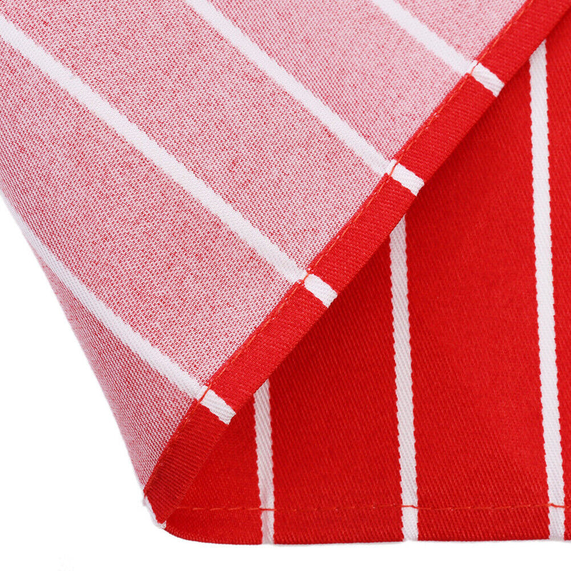 Plain Stripe Kitchen Apron with Front Pocket Chefs Cooking Baking (Red)