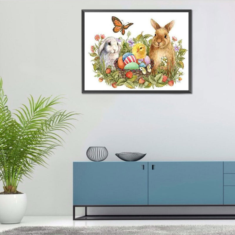 5D Diamond Painting Kit DIY Easter Bunny Full Round Drill Mosaic Picture Wall