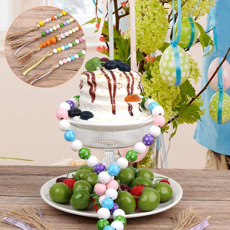 DIY Rabbit Farmhouse Rustic Beads Easter Tassel Easter Wood Beads Tassel