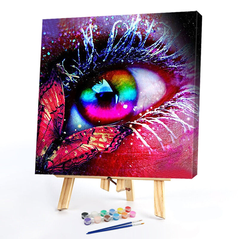 DIY Eye and Butterfly Oil Paint by Numbers Kit Drawing on Canvas Pictures Decor