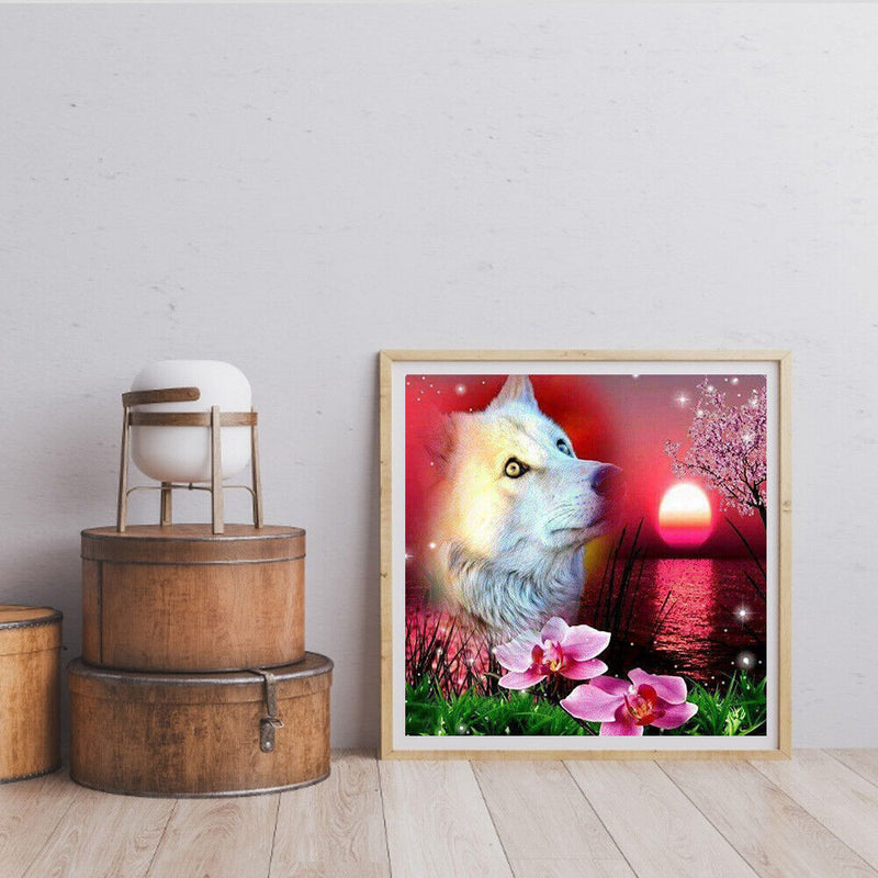 5D Crystal Diamond Painting DIY White Wolf Full Round Mosaic Kit Home Decor
