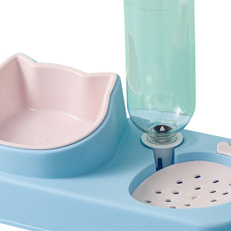 Strawberry Pet Food Bowl Auto Feeder Water Dispenser Raised Dish (Sky Blue)