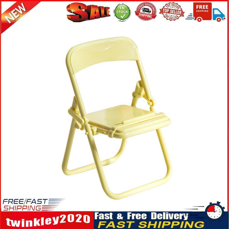 Mini Mobile Holder Creative Folding Chair Table Cell Phone Stand (Yellow) Newly