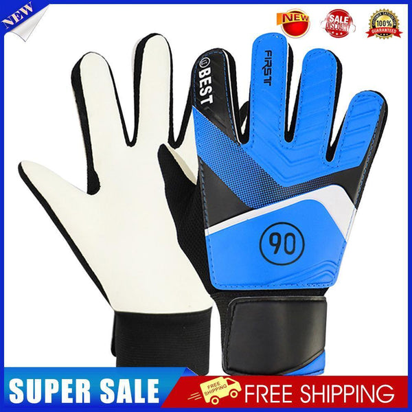 Kids Soccer Football Goalkeeper Gloves Finger Protection Gloves (Blue 7)