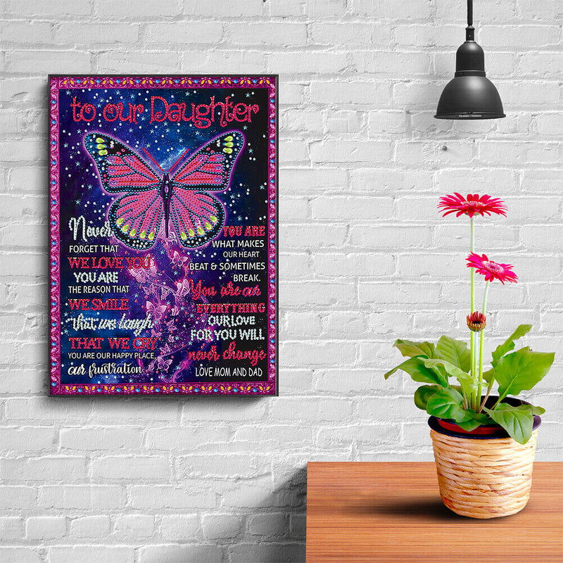Butterfly English DIY Diamond Painting Special Shaped Pictures Home Decor