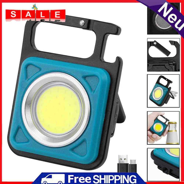 LED Keychain Flashlight USB 500 Lumens Outdoor Camping Working Light (Blue)