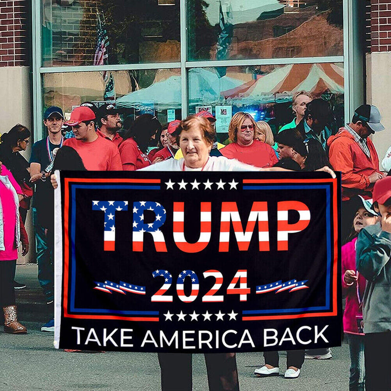 Take America Back Slogan Flag Banner 2024 Campaign Decorative Bunting Sign Decor