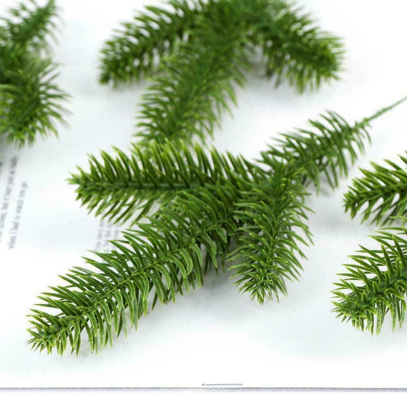 Artificial Flowers Christmas Pine Branches Plastic Leaves Decors Party Tree P7X9