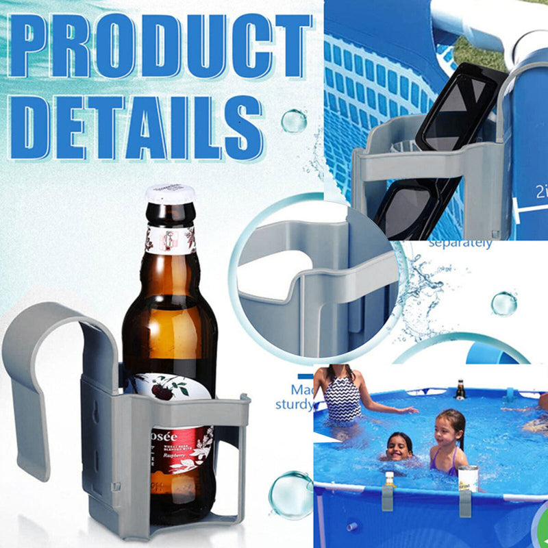 Swimming Pool Cup Holder - Durable Plastic Material Drinks & Water (Grey)