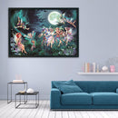 80x58cm DIY Stamped Cross Stitch Kit Fairy in Moon 11CT 3 Beaches Needlework Set