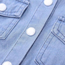 Autumn Unisex Fashion Children Turn Down Collar Pockets Denim Coat(1-2T)-18
