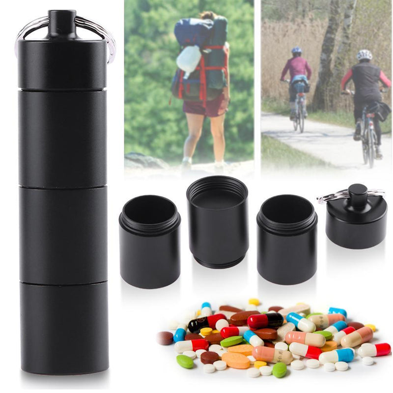 Portable Waterproof Outdoor Medicine Pill Container Aluminum Case Keychain