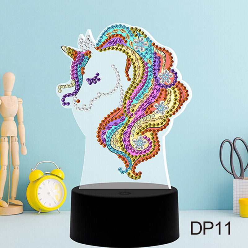 DIY Special Shaped Diamond Painting LED Light Horse Animal Embroidery Night Lamp