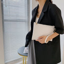 Women PU Thread Envelope Bag Solid Color Zipper Luxury Clutch Purse (White)