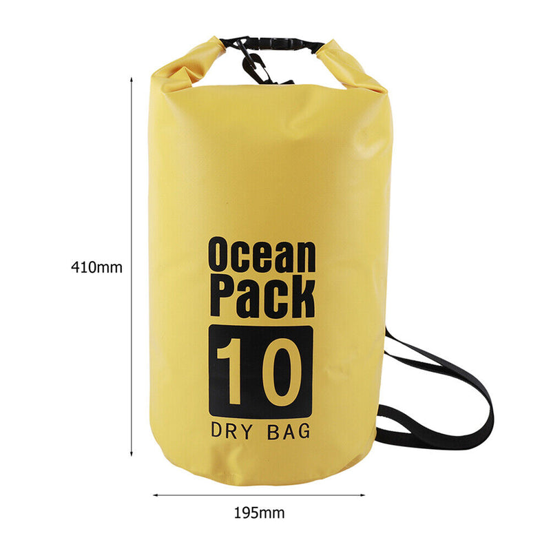 Waterproof Dry Bag Pack Sack Swimming Kayaking River Trekking (10L Yellow) Newly