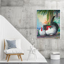 Paint By Numbers DIY Garden Rooster Hand Painted on Canvas Oil Craft Wall Decor