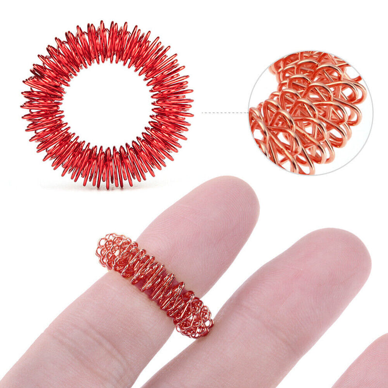 Stainless Steel Finger Massage Acupuncture Rings Hand Finger Health Care Tools