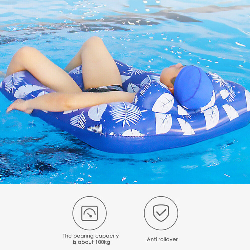 Summer Water Hammock Pool Beach Lounger Floating Sleeping Cushion (Blue) Newly