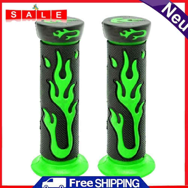 2pcs Green Flame Soft TPR Universal Motorcycle Bike Handlebar Grips Hand