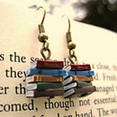 Stack of Books Earrings Stud Drop Dangle Hook Women Book Pendant Multicolo best