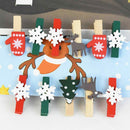 Decor Xmas Ornament Paper Clamp Christmas Woody Clips Card Holder Photo Pegs