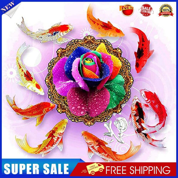 5D DIY Diamond Painting Kits Full Round Drill Nine Fish Mosaic Wall Picture