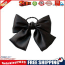 Ribbon Bow Hair Tie Rope Women Girl Satin Hairband Ponytail Holder (Black)