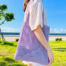 #A Women Hollow Knitted Shoulder Bag Simple Crochet Tote Designer Shopper Handba