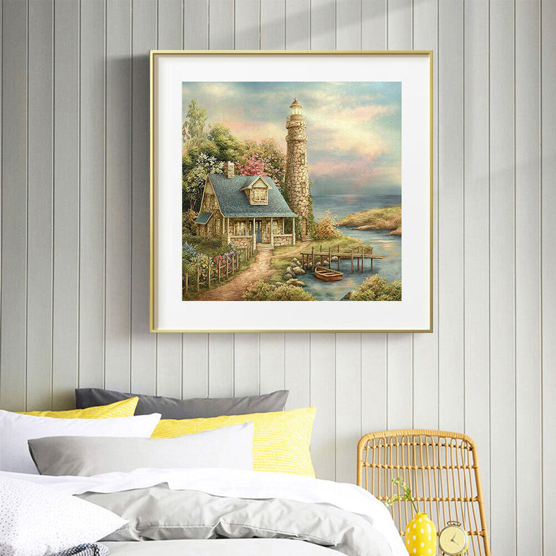 5D Diamond Painting Kit Watchtower House Full Square Drill Rhinestone DIY Wall