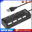 USB Hub 480Mbps Multi USB 2.0 Adapter 4 Port Expander Splitter (Black)