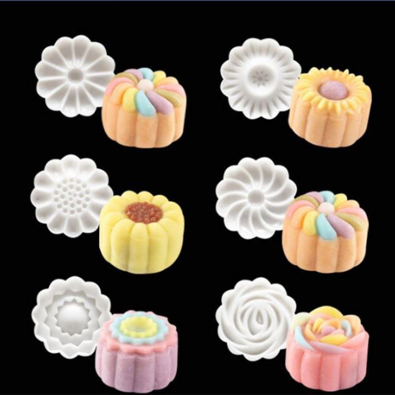 7pcs DIY Flowers Pattern Mooncake Pastry Cookie Mold Set Cake Baking Mould