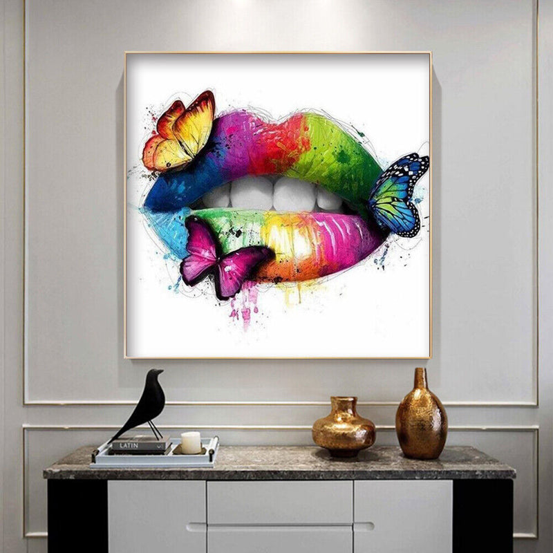 DIY Diamond Embroidery Graffiti Lip Rhinestone Diamond Painting for Wall Gift