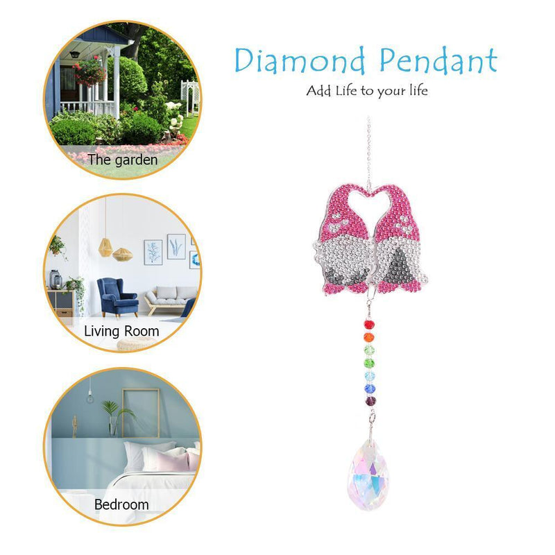 Diamond Drill Rainbow Collection Hang Crystal Prisms Wind Chime (Rose)