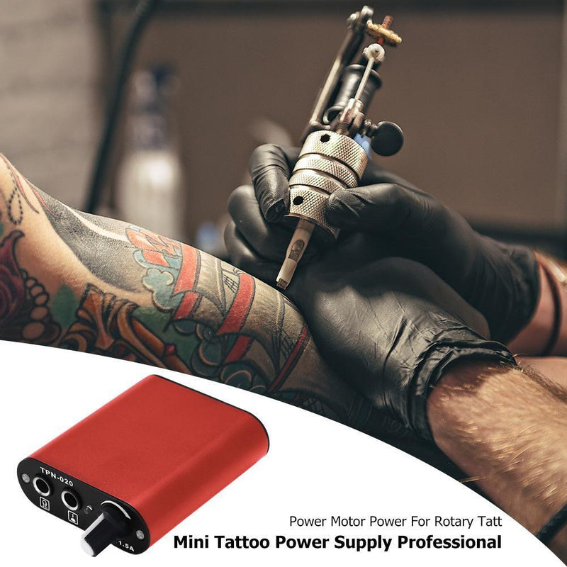 Compact Mini Tattoo Power Supply For Rotary Tattoo Machine (Red US Plug)