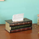 Retro Wood Book Shape Tissue Box Rectangle Napkin Paper Holder Storage Case