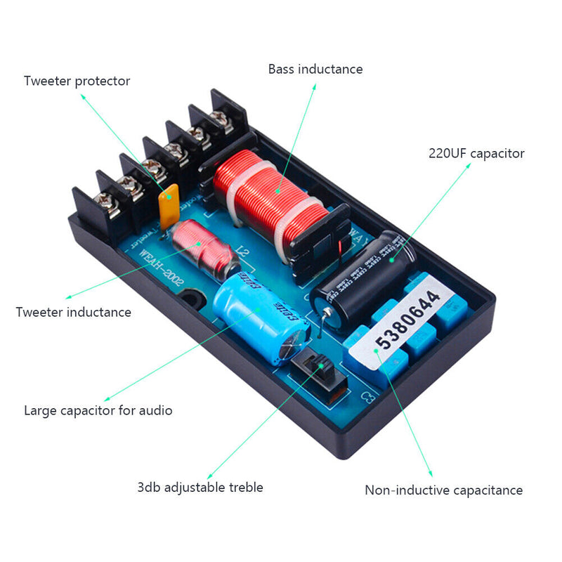 120W 2 Ways Car Audio Crossover Board Treble Bass Frequency Divider Speaker