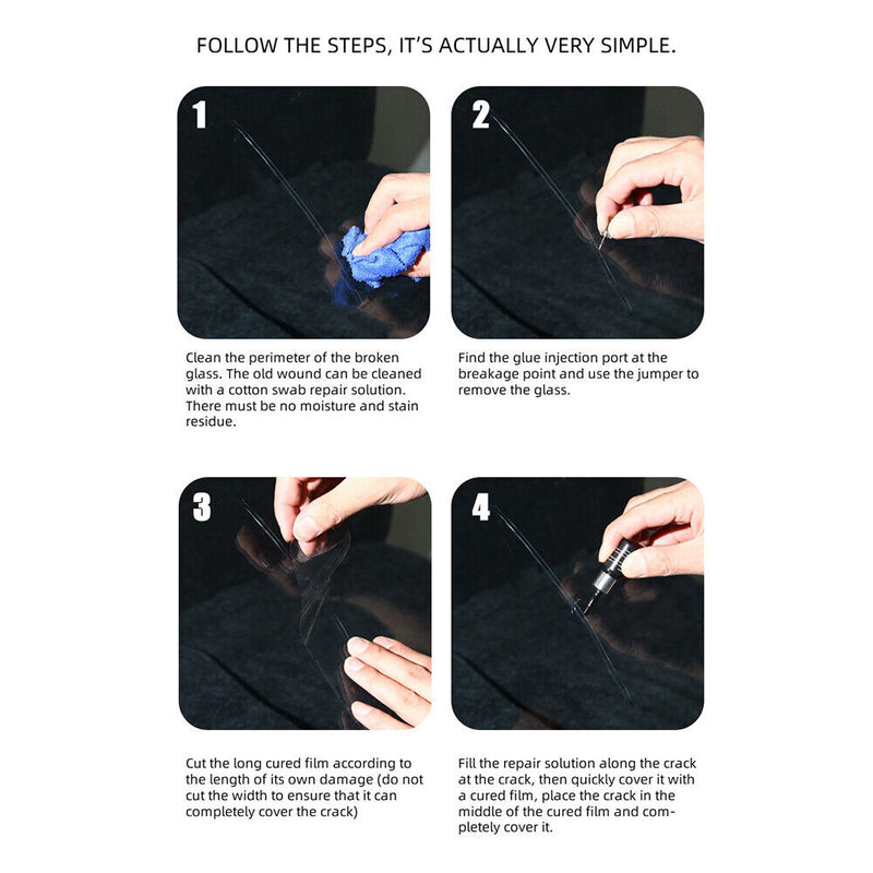 Auto Windshield Glass Crack Repair Tool Kit Window Scratch Restore Fluid Newly