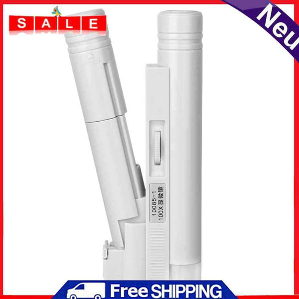 100X Pocket LED Microscope Lamp Light Jewelry Magnifier with Leather Case