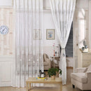 Leaf Print Tulle Voile Curtains Window Door Curtain for Living Room (White)