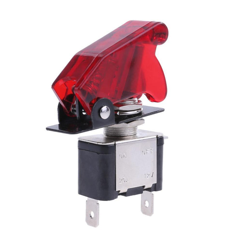5pcs 12V 20A LED Red Light Cover Racing Car SPST Rocker Tilt Switch Lightest