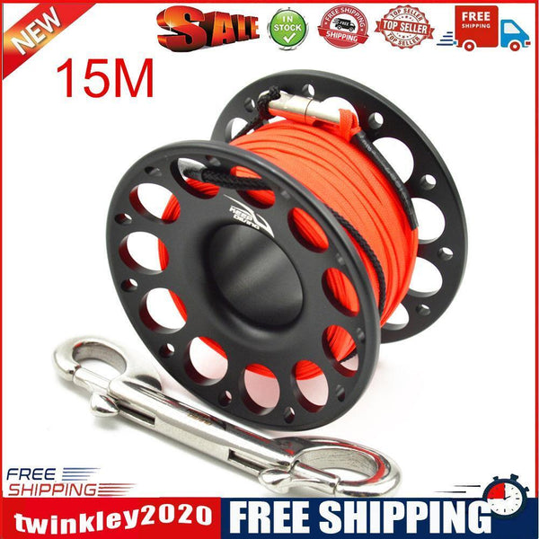 Scuba Diving Spool Finger Reel for Underwater Fishing Cave Dive (15m Black)