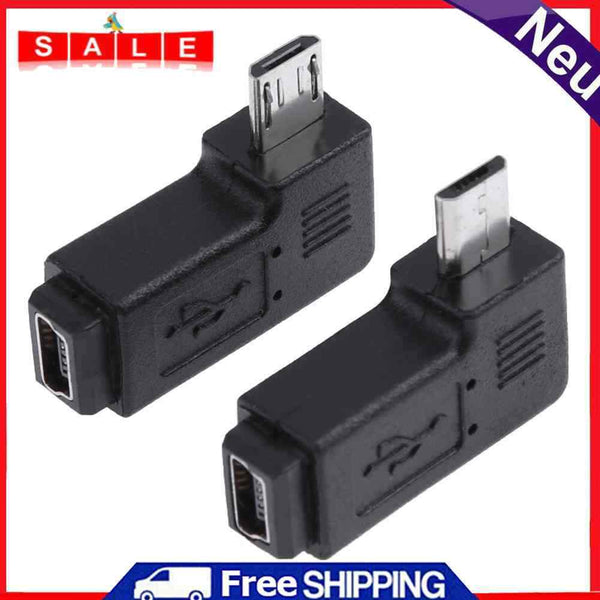 2pcs 90° Mini-USB Female, Micro-USB Male Adapter Male