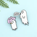 Cartoon Dripping Oil Clothes Lapel Pin White Ghost Enamel Pins Badge Brooch