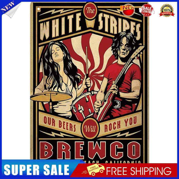 White Stripes Concert Metal Plate Tin Sign for Bar Pub Club Cafe Wall Art